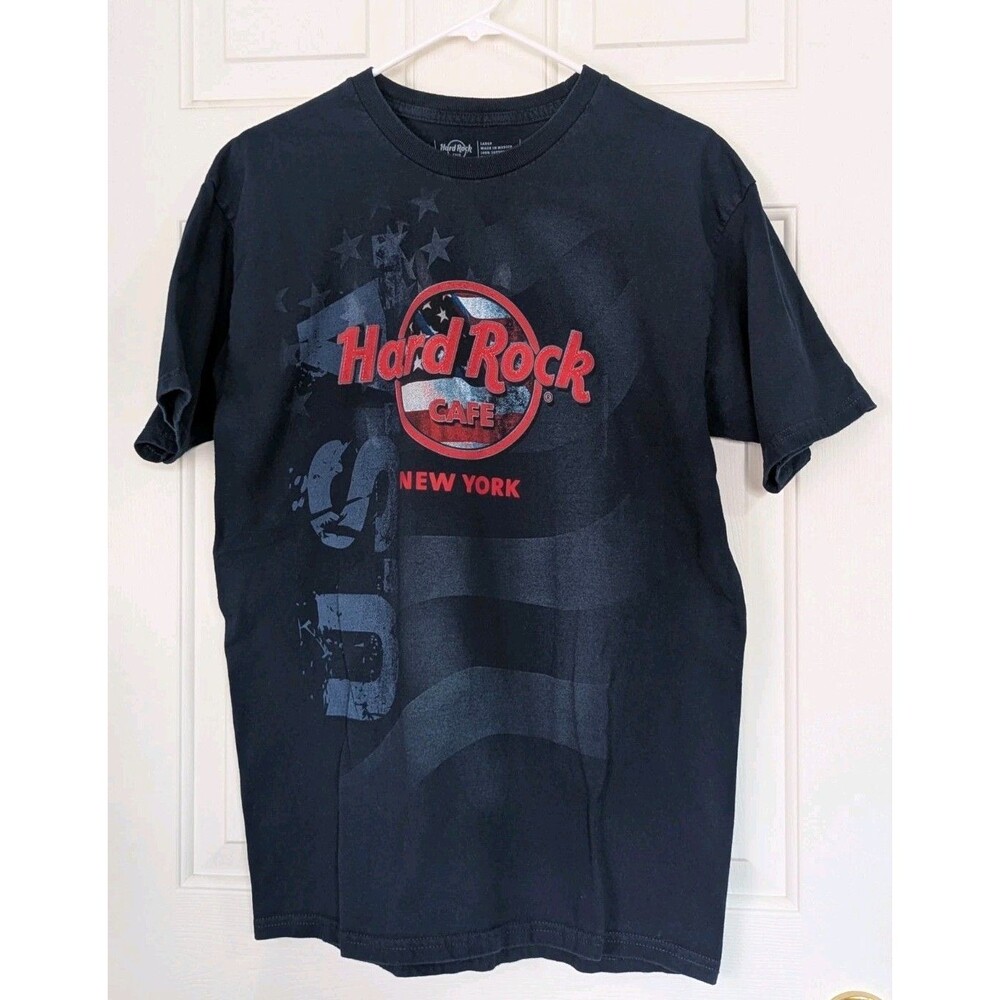 Hard Rock Cafe New York T-Shirt Adult Large Navy USA Flag Patriotic Stars Stripe